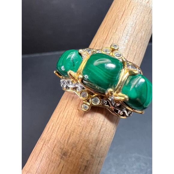 NEW Malachite two toned ring in sterling silver size 7 - Picture 3 of 16
